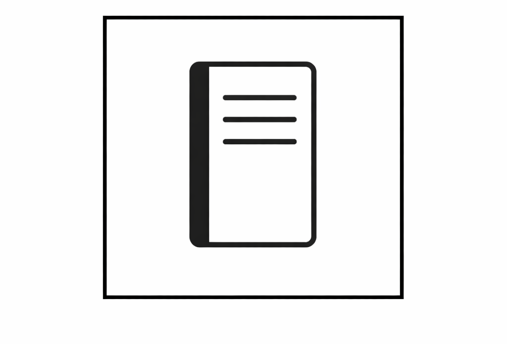 black and white paper icon with a pen on the right side.